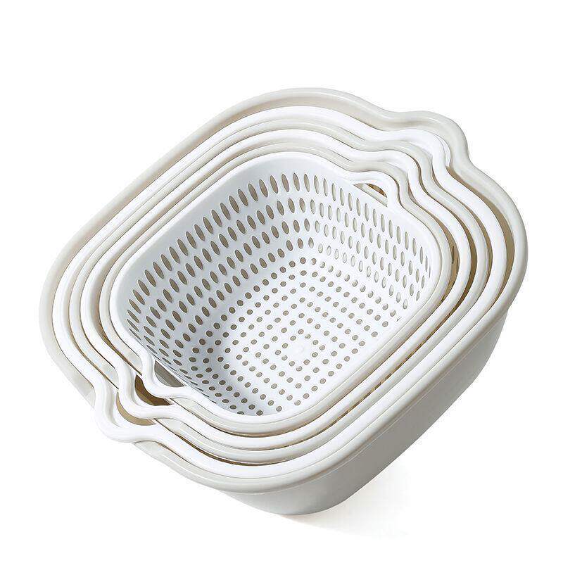 Double-layer kitchen sink drain basket hot pot platter vegetable wash basket home living room plastic fruit basin wash fruit plate