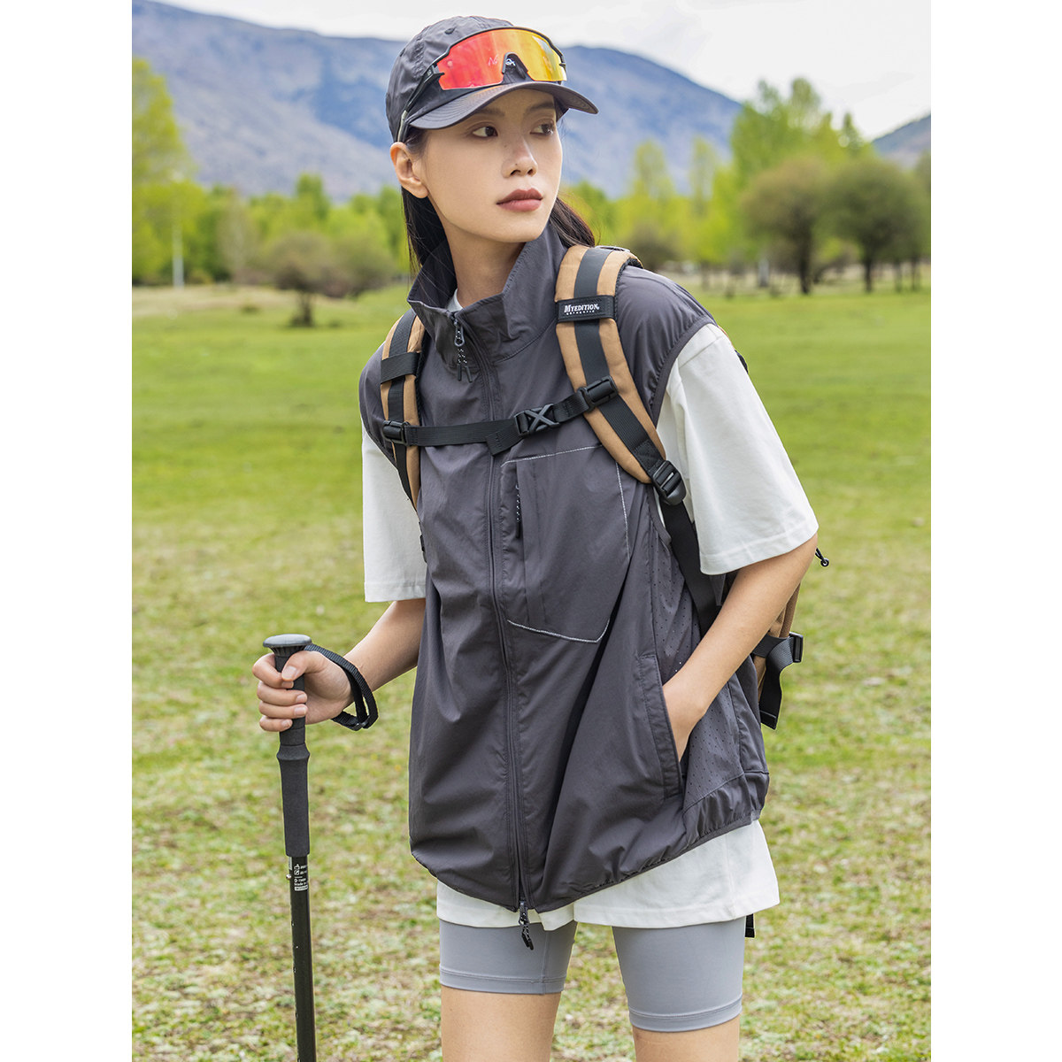 EFTC 夏季山系户外立领双头拉链马甲男 后背反光条宽松无袖坎肩,淘宝优惠券,粉丝福利购,淘宝优惠卷