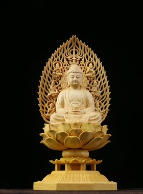 新款黄杨木西方三圣佛像玄关