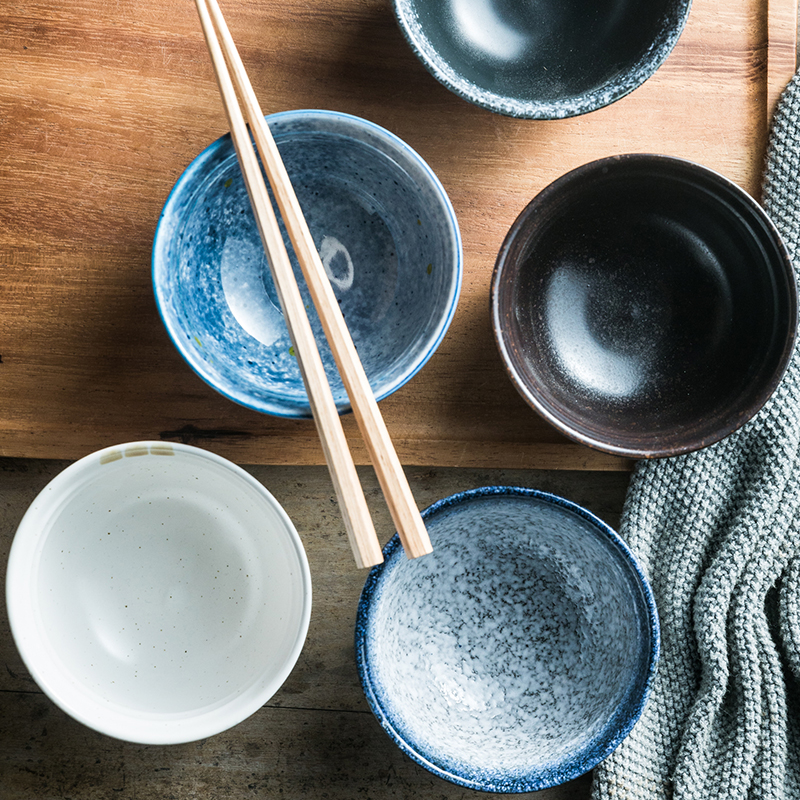 日式创意陶瓷米饭碗单个餐具碗复古汤面碗餐厅碗家用吃饭小碗