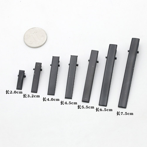 黑色一字夹哑光磨砂金属发夹DIY手工发夹配件材料加厚发卡鸭嘴夹 - 图0