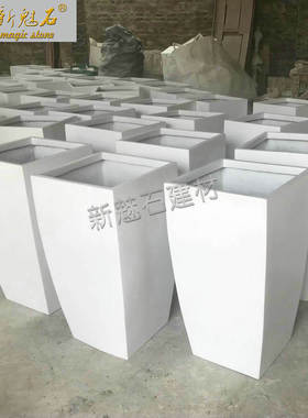 户外绿化种植GRC花钵 市政高铁街道隔离带混凝土花箱白色大号花盆