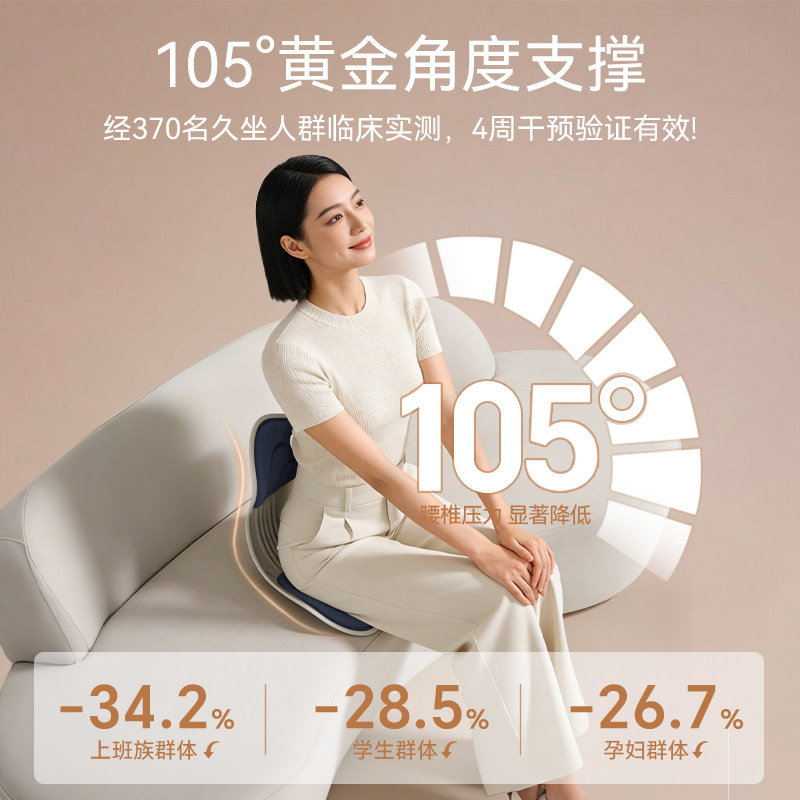 思菲其护腰久坐神器花瓣坐垫办公室腰部支撑靠垫人体工学工位椅垫