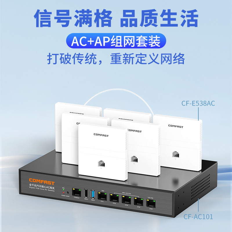 COMFAST 无线AP面板1200M千兆5G双频86型墙壁式wifi面板入墙poe路由器ac一体化千兆组网络全屋wifi覆盖套装 - 图0