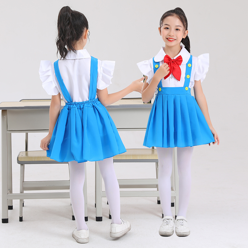六一儿童大合唱演出服小学生红领巾朗诵表演服女童背带裤裙舞蹈服 - 图2