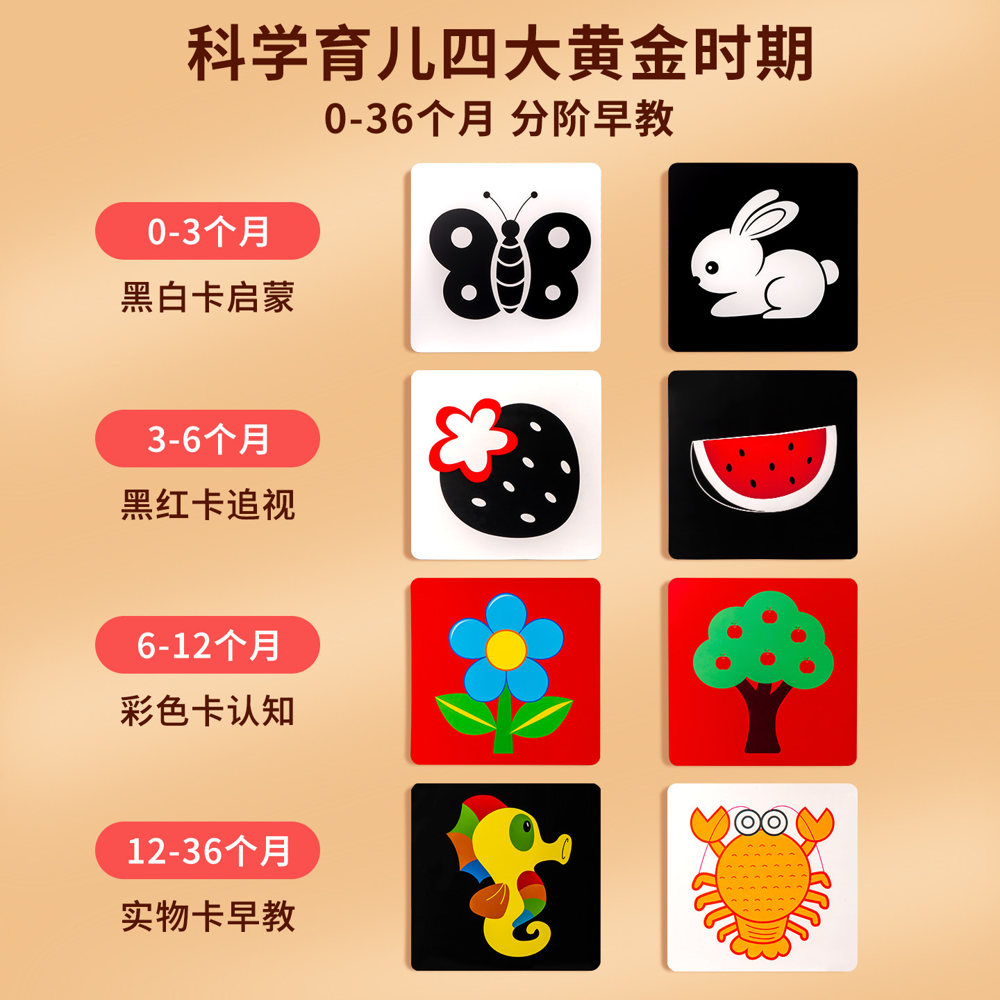 黑白卡新生儿婴儿0到3个月追视认知彩色卡专注力训练玩具早教闪卡,淘宝优惠券,粉丝福利购,淘宝优惠卷