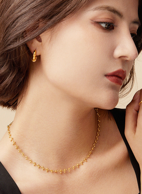 Manreya玛芮雅幻彩流光银镀金项链女圆珠波浪链金豆豆高级感法式