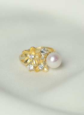 Manreya玛芮雅&ldquo;花与爱丽丝&rdquo;淡水AK珍珠戒指法式