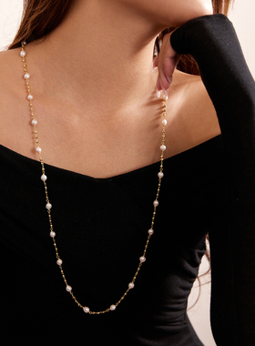 Manreya玛芮雅层韵珠帘满天星长款双层叠戴珍珠项链锁骨链高级感