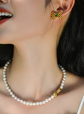 磁吸扣淡水珍珠项链碎金淡水珍珠