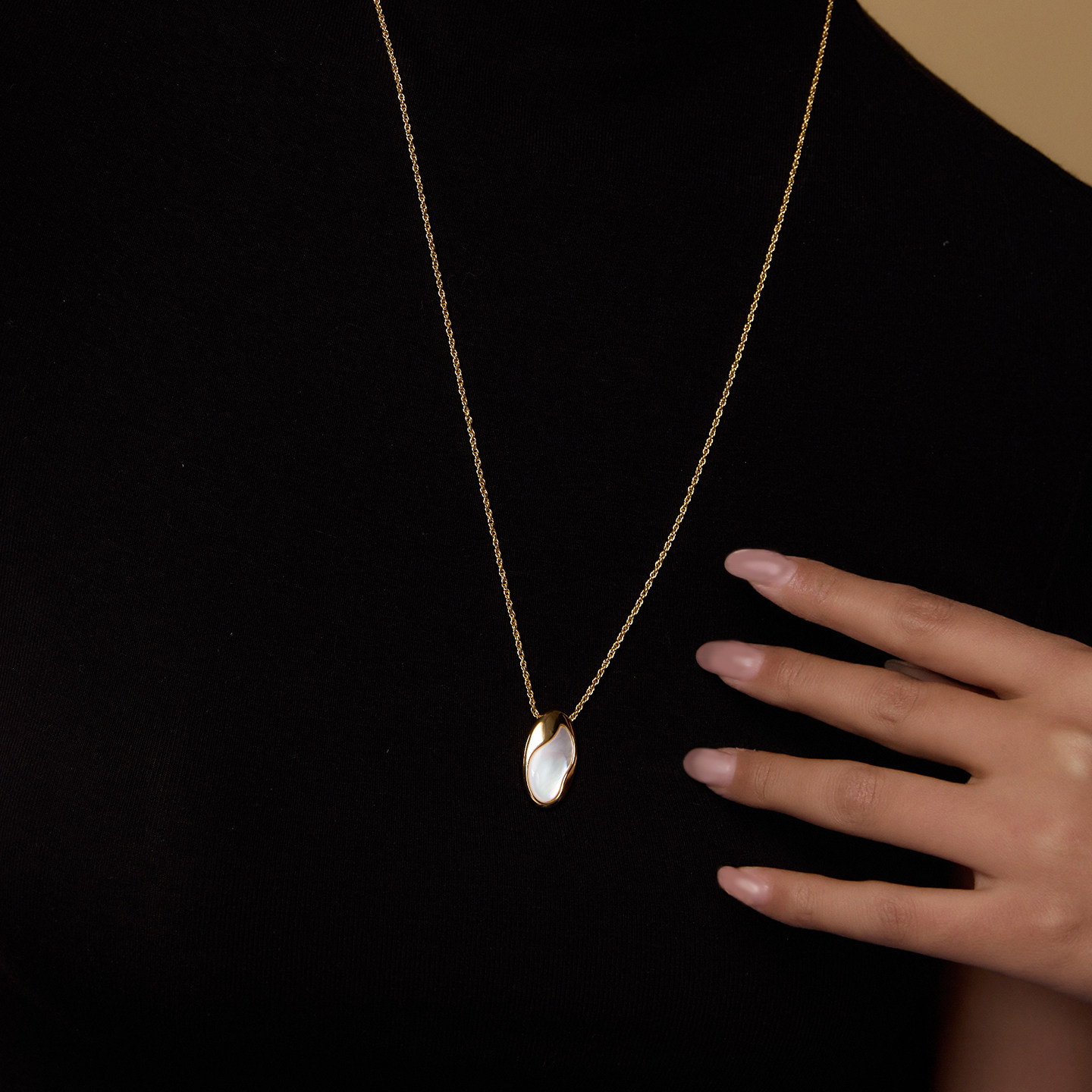 Manreya玛芮雅月隐灵石贝母项链女锁骨链百搭高级感气质精致颈饰