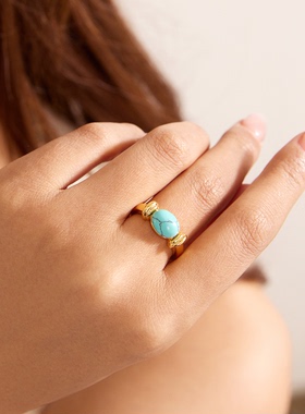 Manreya玛芮雅金象幻彩项链海沫凝戒戒指黛青之镜绿松石耳环套装