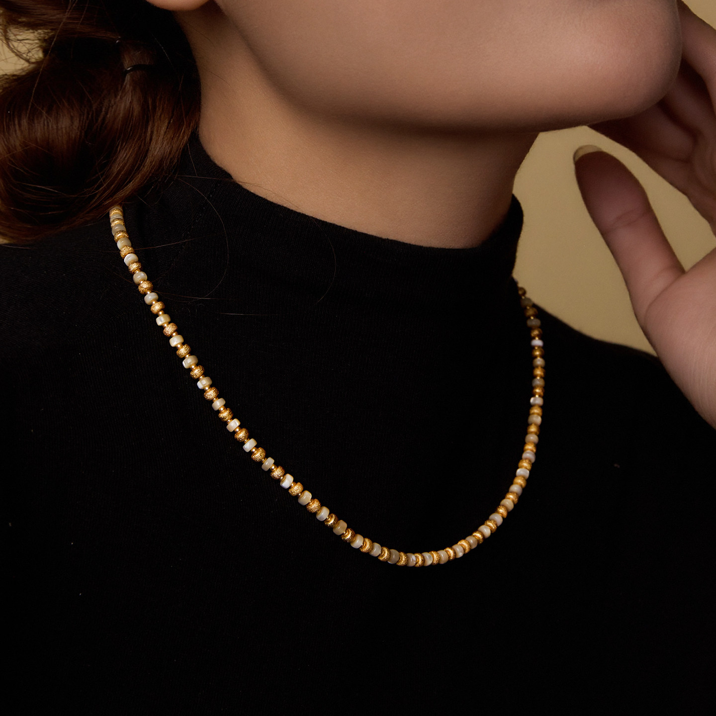 Manreya玛芮雅项链金玉生辉贝母项链手链套装日常通勤金色锁骨链