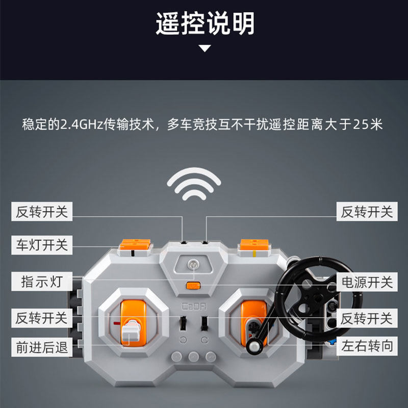 咔搭遥控积木车lp610跑车拼装玩具 cada咔搭建构/拼插积木