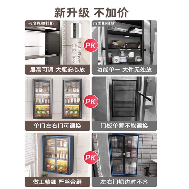 Hole-free wall-mounted storage cabinet with door for wall storage