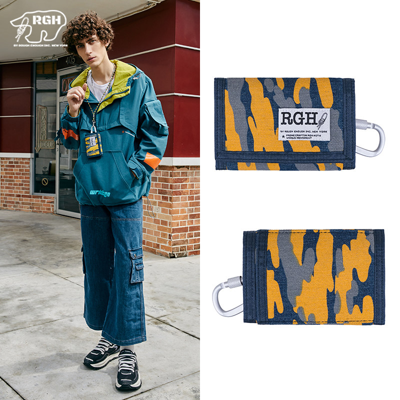 rgh帆布钱包潮牌短款三折卡包挂绳 RGH钱包