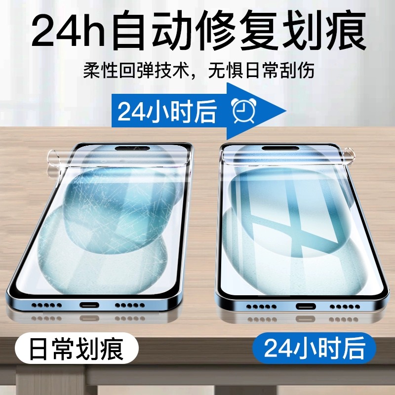 适用苹果15promax防窥水凝膜iphone14plus自动修复13pro手机膜12防指纹苹果11全屏防爆XR磨砂软膜8plus保护膜 - 图2