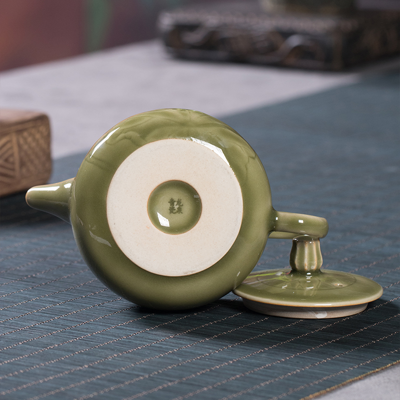 龙泉青瓷泡茶壶中式创意陶瓷家用单壶大号单个手工复古功夫冲茶壶 - 图2