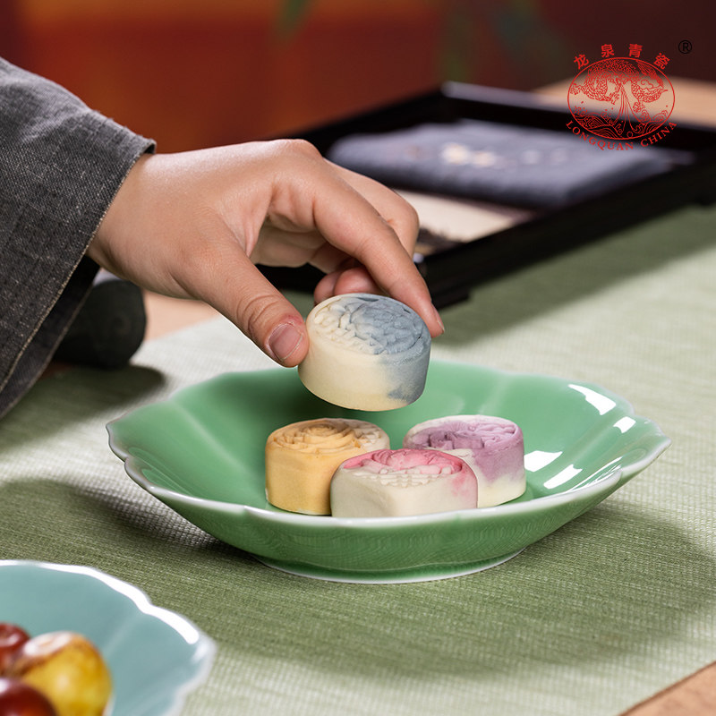 龙泉青瓷菜盘子果盘骨碟平盘子家用陶瓷中式炒菜盘餐具7酒店8英寸,淘宝优惠券,粉丝福利购,淘宝优惠卷