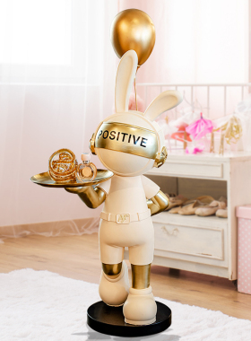 卡通兔子客厅摆件托盘装饰品