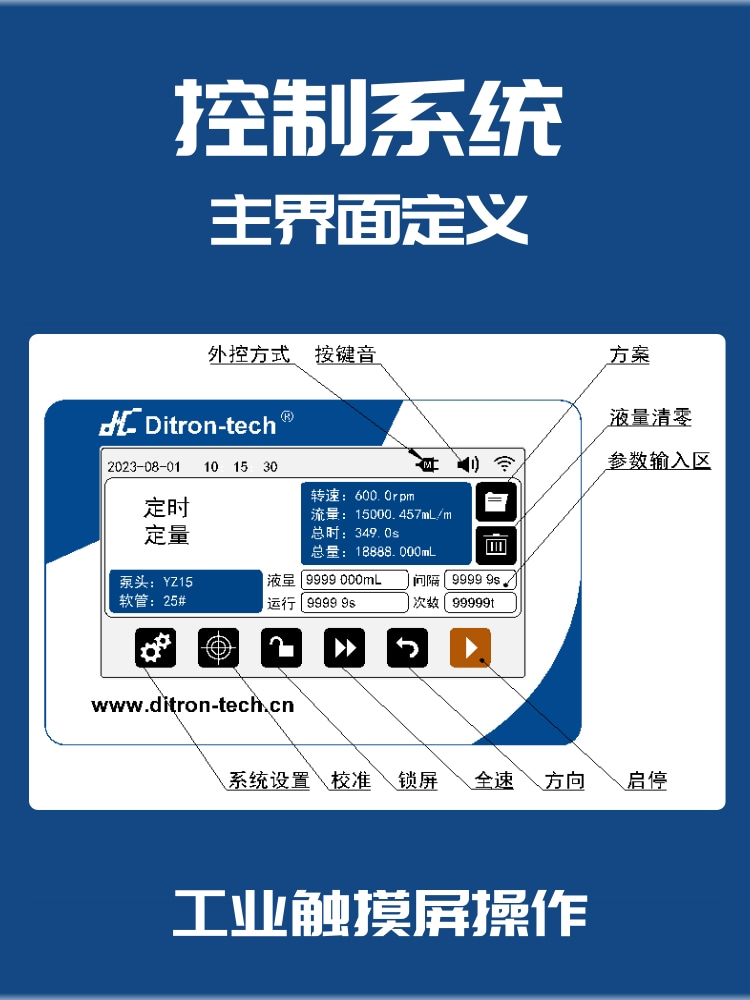 微量蠕动泵迪创触摸屏小型加样泵误差1微升高精度试剂灌装计量泵