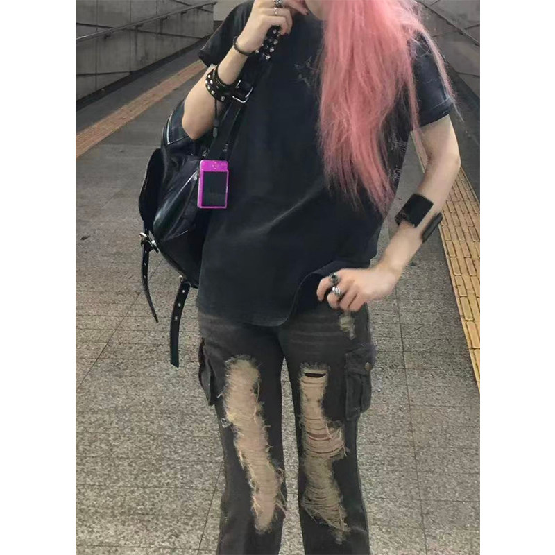 美式复古设计感低腰破洞牛仔裤女2025秋季新款时尚修身显瘦长裤女,淘宝优惠券,粉丝福利购,淘宝优惠卷