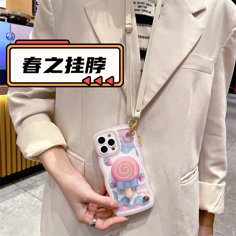 苹果花朵15promax斜挎14手机壳适用iphone13硅胶12防11摔x简s约r可xmax爱7时p尚8个plus性mini创e意6支架超薄 - 图0