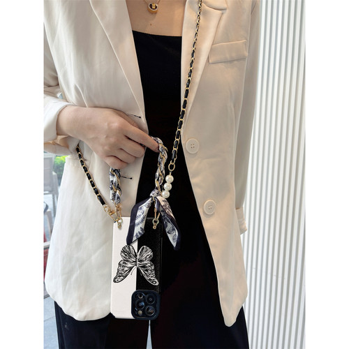 vivo斜挎y300手机壳黑白蝴蝶200丝巾u适100用pro硅z胶i/plus/t/m全s包e防g摔v女+高9级8新7款6/5/4/3/2/1/0/x - 图3