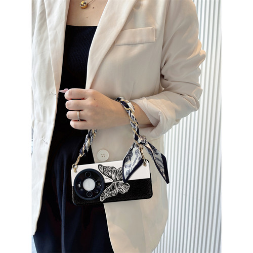 vivo斜挎y300手机壳黑白蝴蝶200丝巾u适100用pro硅z胶i/plus/t/m全s包e防g摔v女+高9级8新7款6/5/4/3/2/1/0/x - 图1