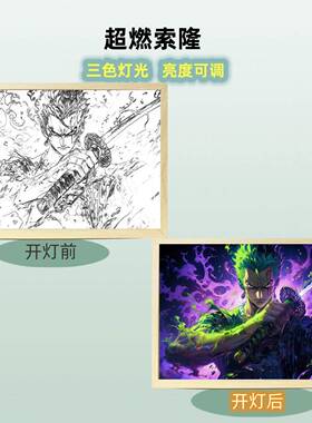 海贼王灯光画装饰灯画阳光画小夜灯线条灯画卧室温馨客厅光影画