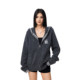 Simple hooded sweater loose lazy style sweater plaid couple coat