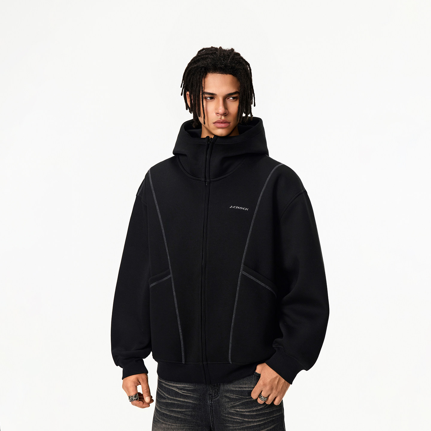 【Achock官方店】重磅空气层开衫拉链卫衣外套25春款情侣廓形上衣