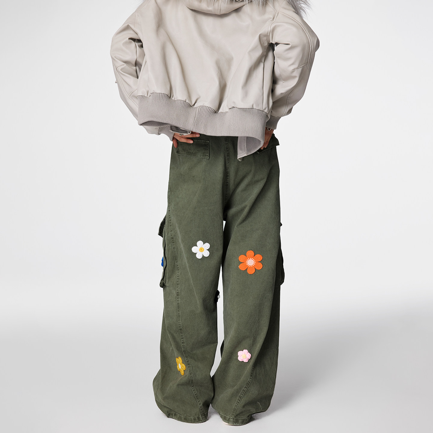 【Achock官方店】复古多口袋直筒工装裤男女美式宽松花刺绣伞兵裤,淘宝优惠券,粉丝福利购,淘宝优惠卷