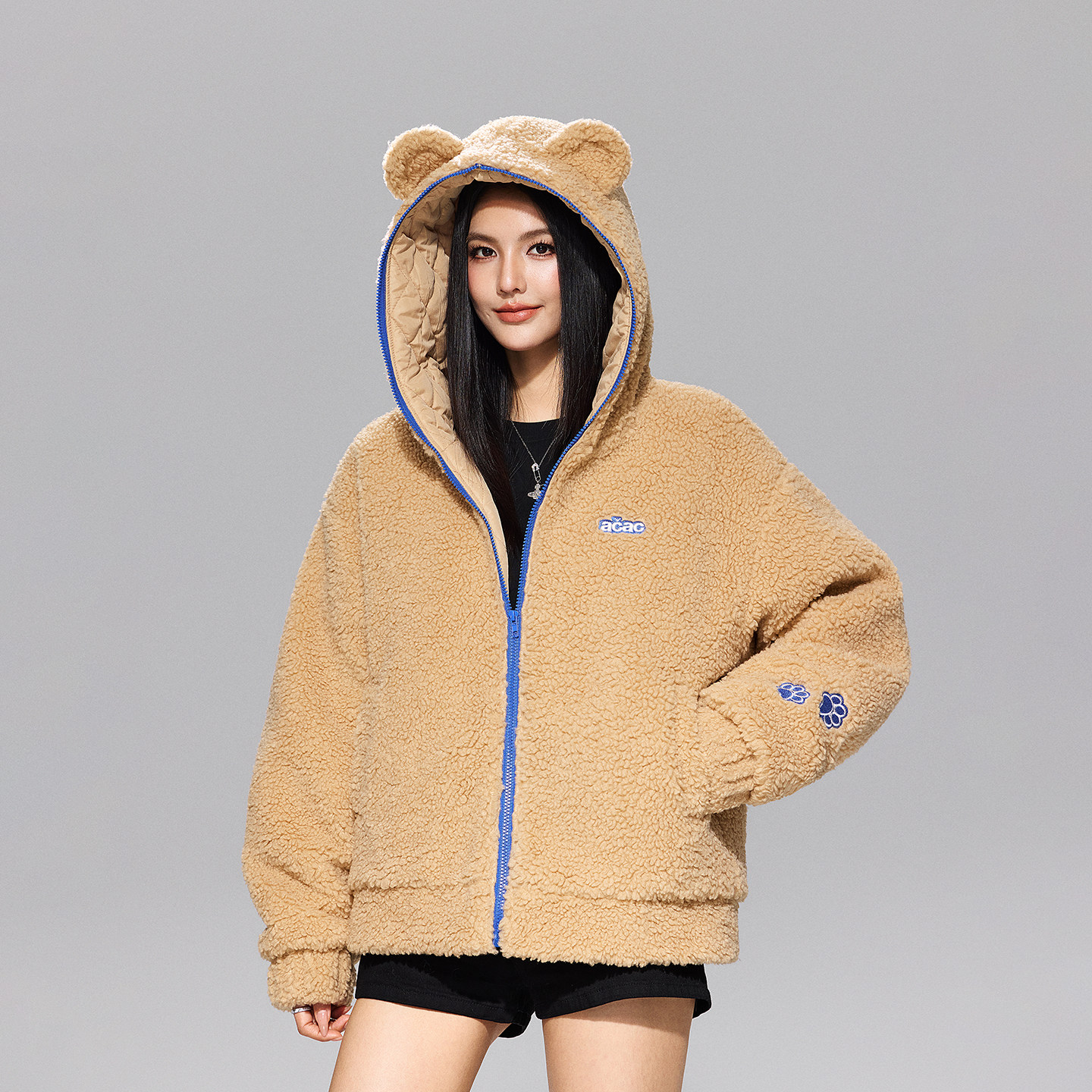 【Achock官方店】羊羔绒外套冬季加厚保暖棉衣可爱熊耳连帽棉服女,淘宝优惠券,粉丝福利购,淘宝优惠卷