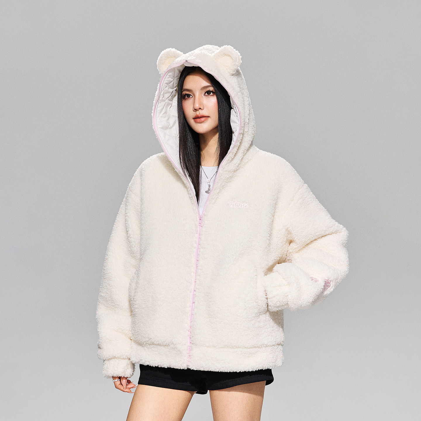 【Achock官方店】羊羔绒外套冬季加厚保暖棉衣可爱熊耳连帽棉服女,淘宝优惠券,粉丝福利购,淘宝优惠卷