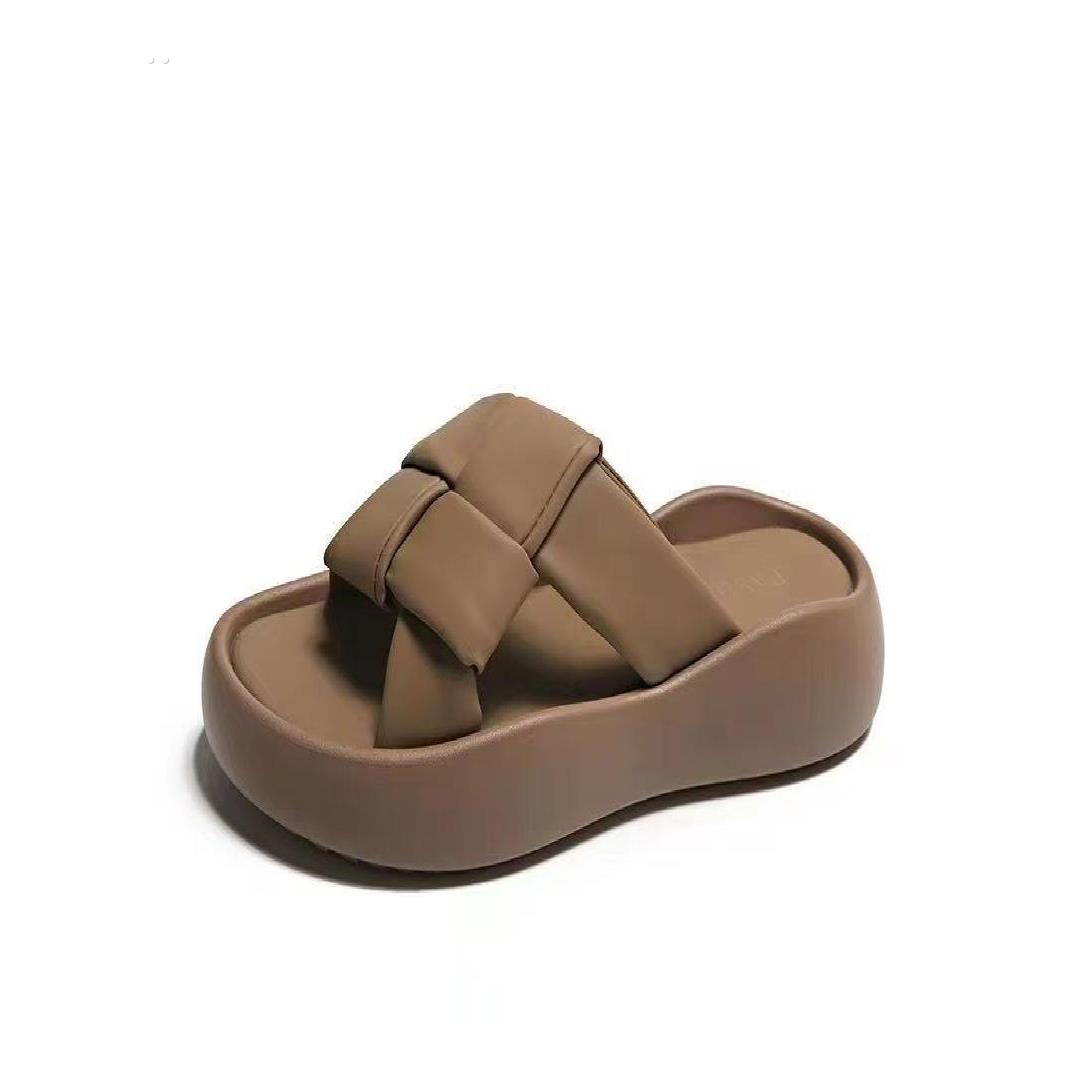 高级感拖鞋女夏外穿2024新款休闲孕妇防滑厚底法式沙滩凉鞋一字拖 - 图3