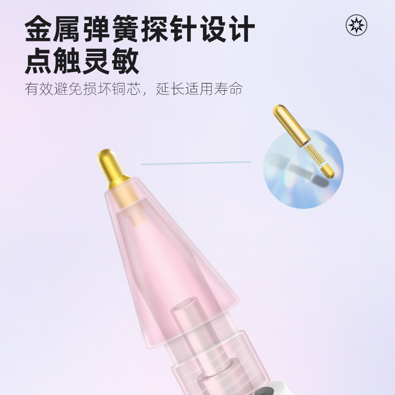 兴菲晶透笔尖改造金属针管笔尖3.0/4.0版适用Pencil1/2代触控笔电容笔网课笔记可替换笔头耐磨细笔尖粉蓝灰色-图1