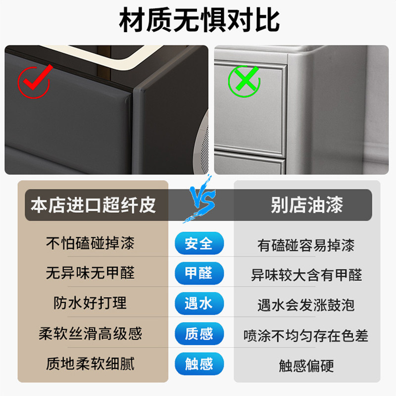 超窄小型智能床头柜指纹锁简约现代实木边柜轻奢家用卧室三层柜子,淘宝优惠券,粉丝福利购,淘宝优惠卷