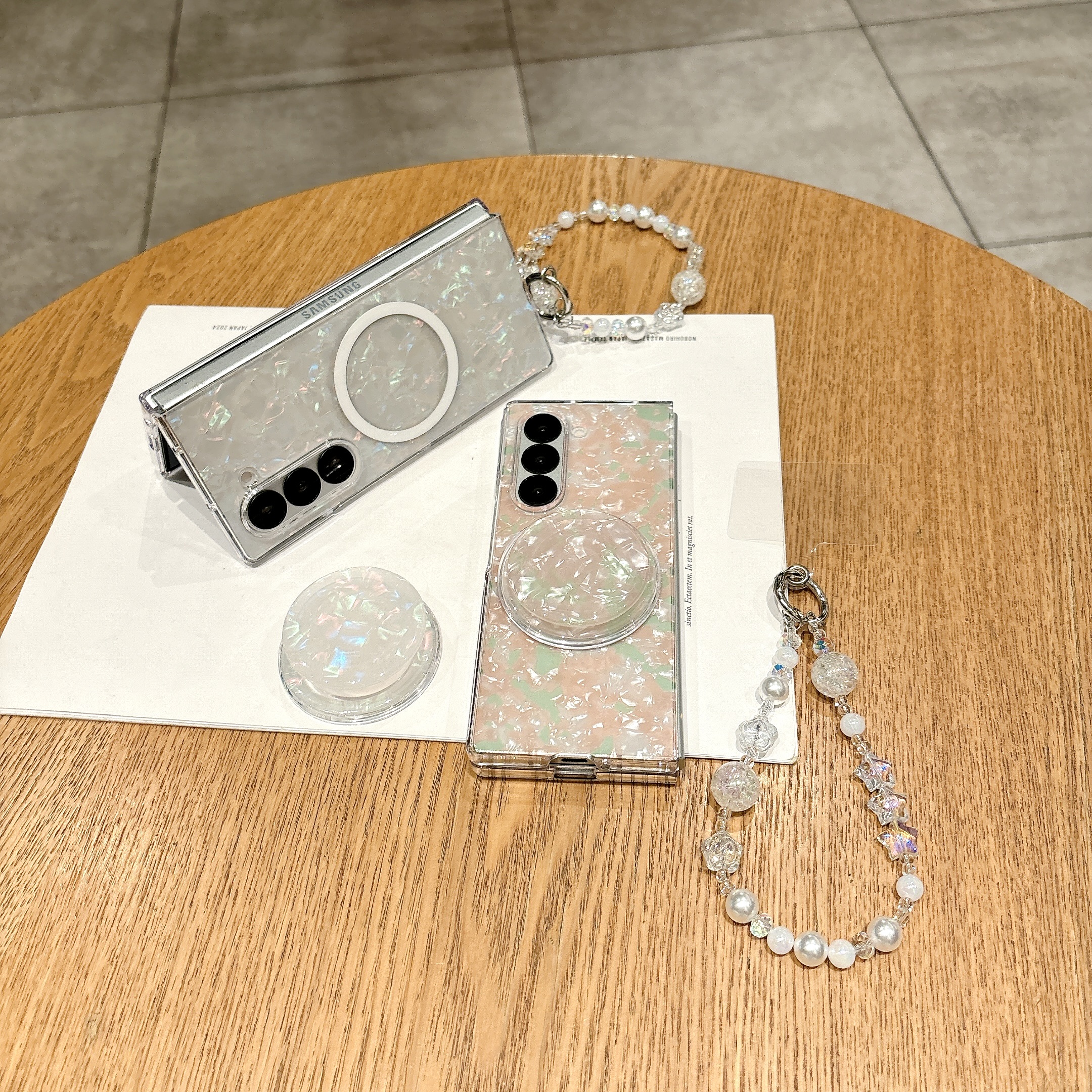 适用三星zfold7手机壳新款贝壳纹手链z fold6/5/4/3左右折叠屏防摔外壳保护套磁吸支架女款w22创意w24简约ins - 图3