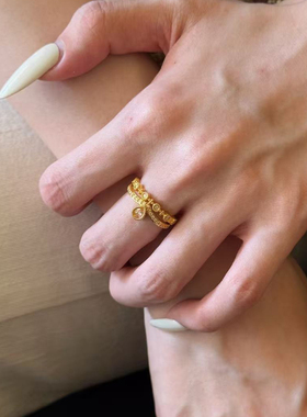 5D黄金皇冠戒指女999足金新款气质指环纯金正品食指戒送女友礼物