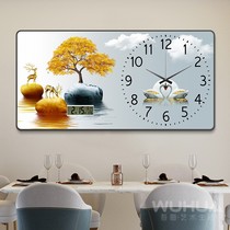 2023 new modern restaurant clock hanging clock living room home fashion decoration painting light extravagant silent clock hanging wall painting