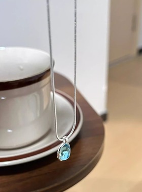 海蓝月光石项链吊坠女款2024新款