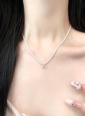 波光粼粼满天星项链粉钻吊坠