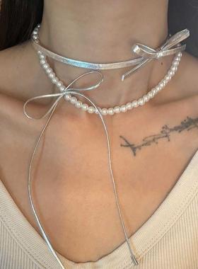 搭配衣服的项链配饰项链双层叠带脖子上戴的饰品打底衫配饰高颜值