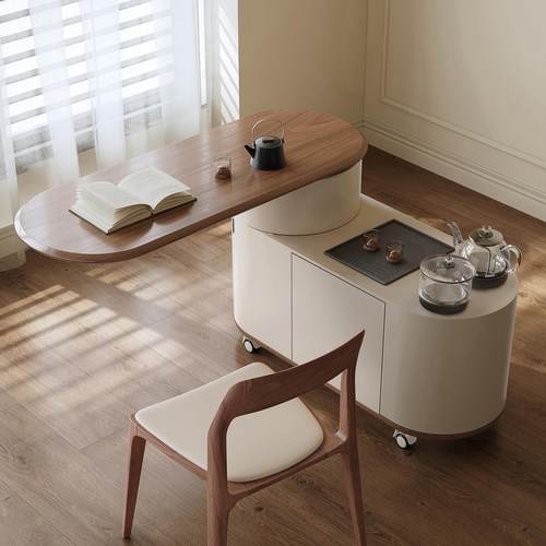 移动茶台现代茶几泡茶桌旋转轻奢沙发茶边柜新款客厅阳台小型茶车 - 图3