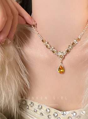 迷倒crush水滴锆石项链女秋冬