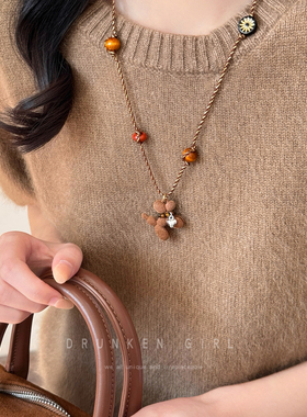 植绒小狗毛衣链女秋冬