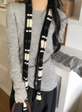 日系复古细窄长条围巾项链女