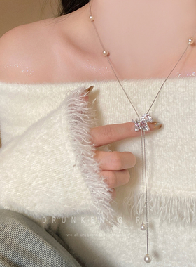 珍珠锆石小马项链女高级感