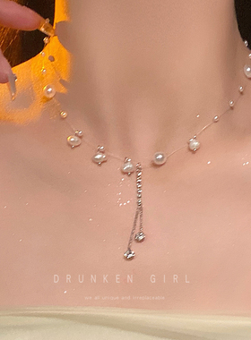氛围感珍珠流苏项链女春款